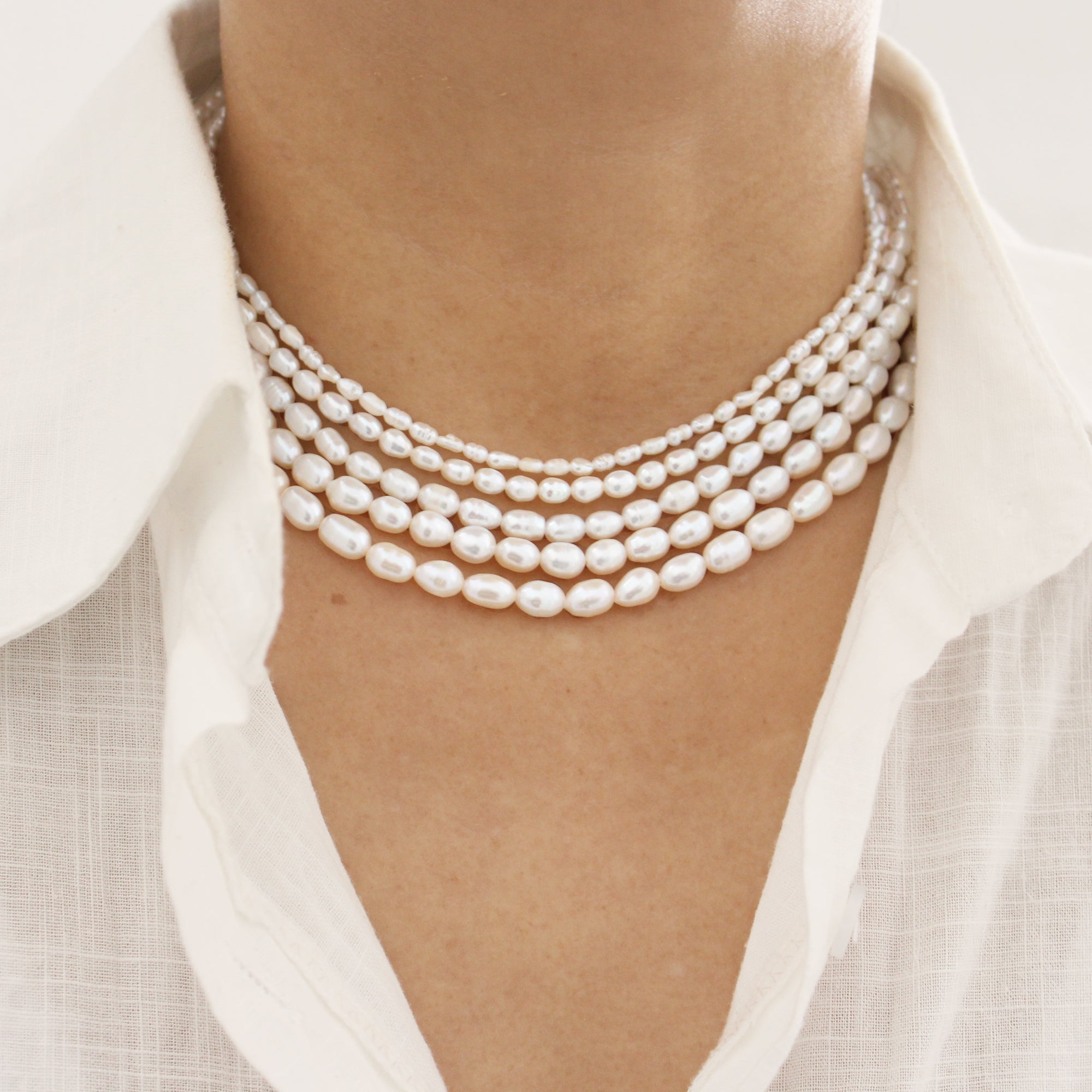 Japanese Akoya White Pearl Double Strand Necklace | Layered pearl necklace,  White pearl necklace, Pearl necklace aesthetic